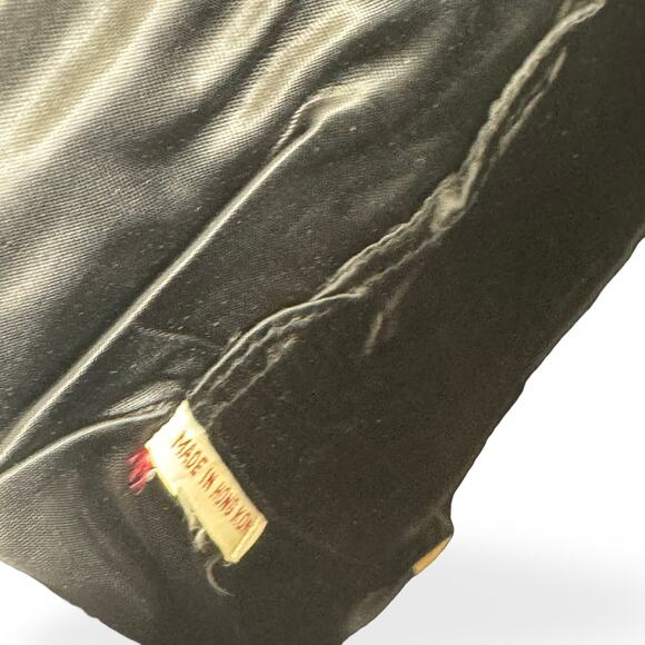 Vintage 1950s Black Glass Beaded Hong Kong Evening Purse Gold Filigree AB Clasp